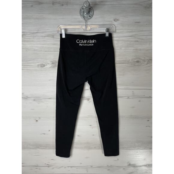 Calvin Klein Performance Leggings Womens Small Black Stretch High Rise Athletic - Picture 5 of 9